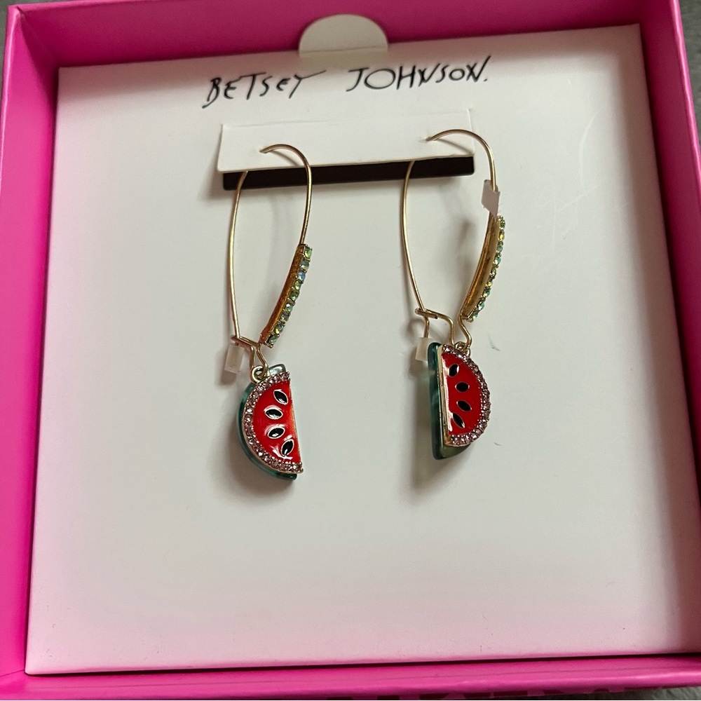 Watermelon Betsey Johnson Earrings New in Box - Picture 3 of 12